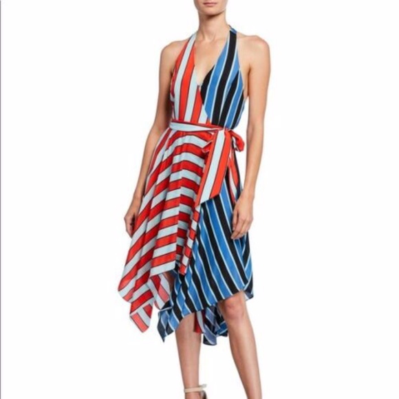 Alice + Olivia Tie Waist Silk Dress 6 - Picture 1 of 6